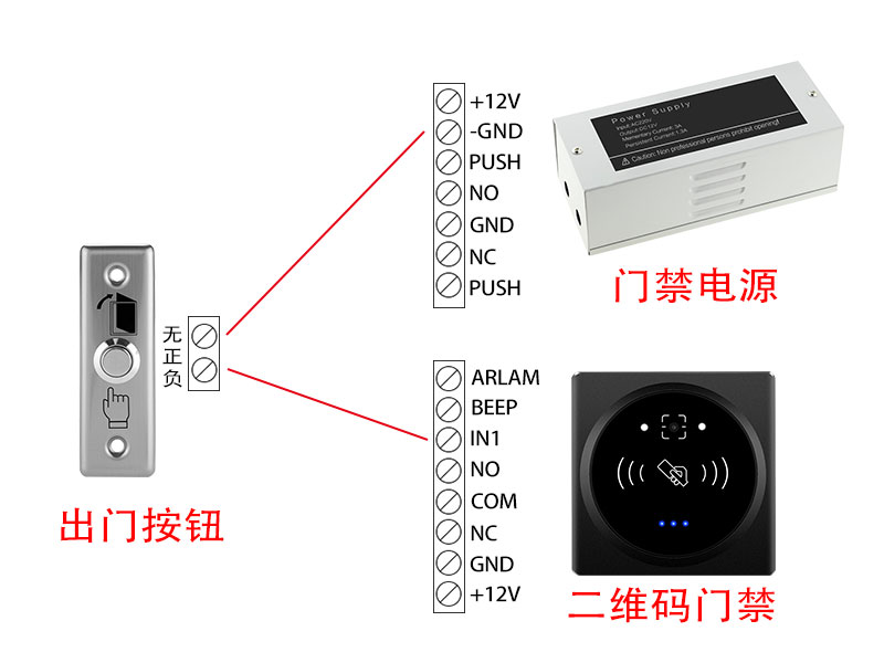 出门按钮如何与二维码门禁设备接线800P_01.jpg