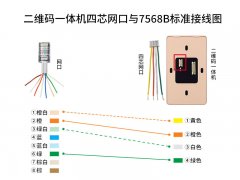 二维码一体机四芯网口与7568B标准接线